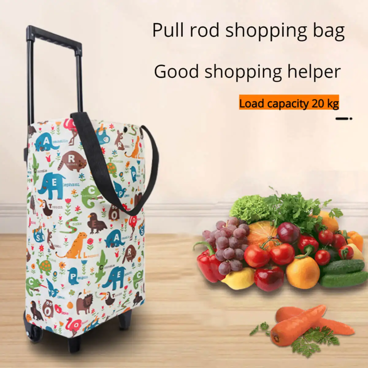 

Large Foldable Reusable Trolley Shopping Bag On Wheels Folding Shopping Cart With Wheel Cloth Fabric Grocery Bag For Supermarket