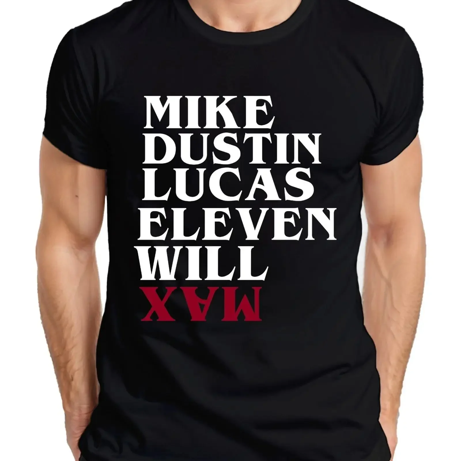 Camiseta Retro de Stranger Things con los Personajes Mike, Dustin, Lucas, Eleven y Will, Estilo Vintage Lavado, Versátil, Unisex, Streetwear