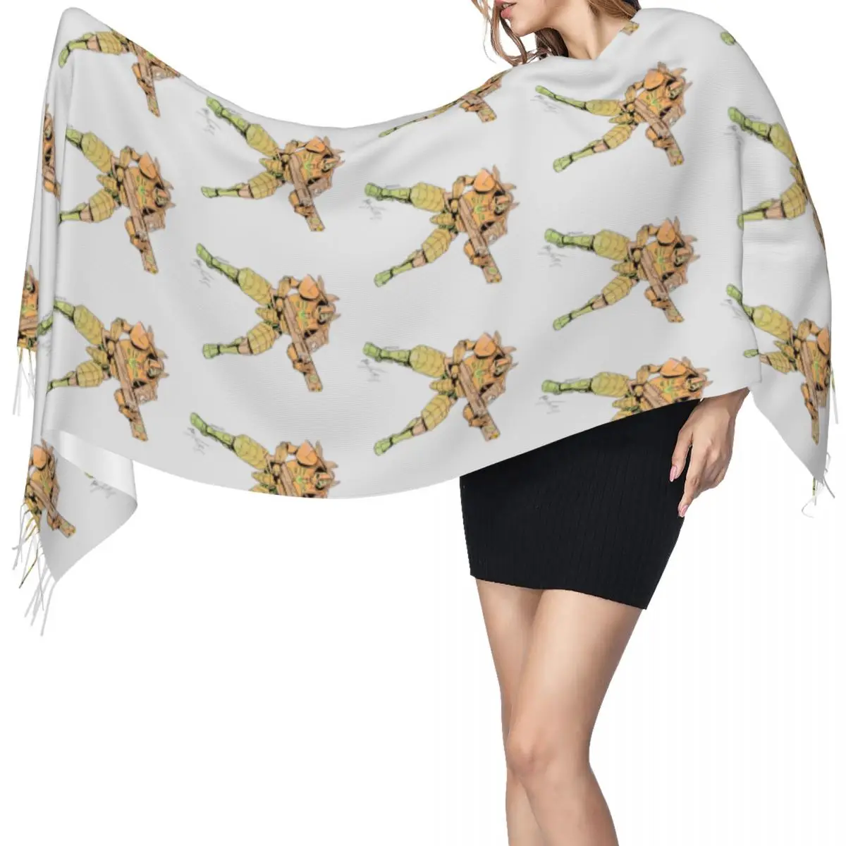 

Necron с бронированным шарфом Tau, шарфы с кисточками для женщин, мягкие теплые шали и накидки, длинная осенне-зимняя шаль