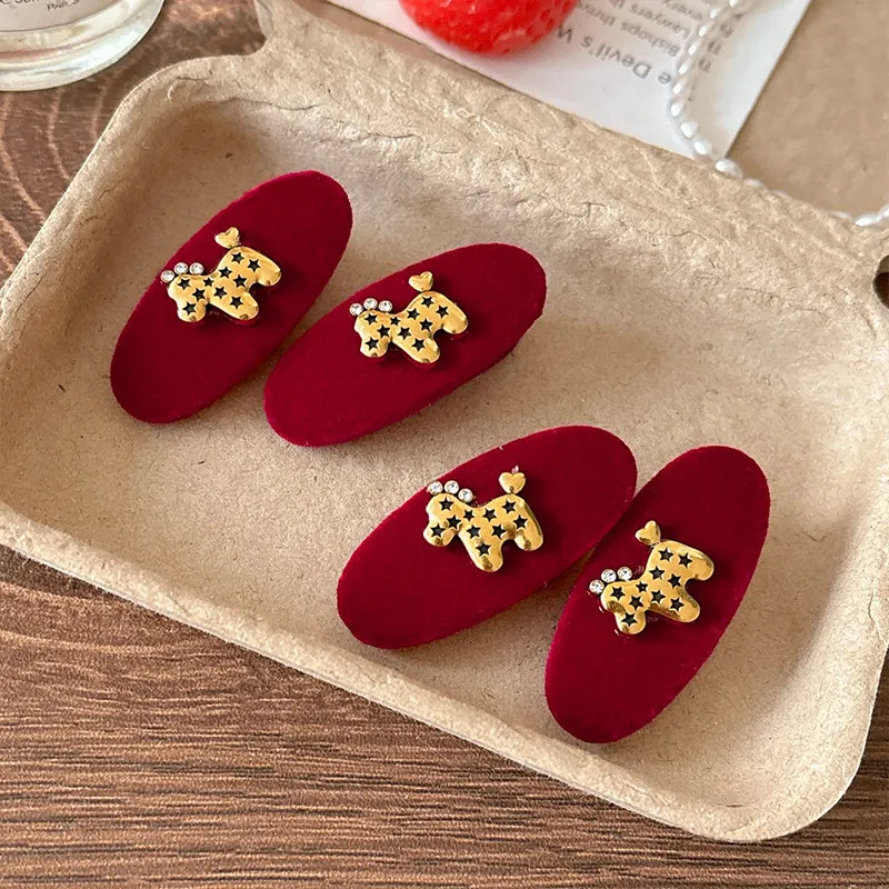 

New Year Red Horse Velvet Hair Clip Sweet Cute Side Barrett Lucky Year New Hair Accessory Women Non Slip Strong Grip