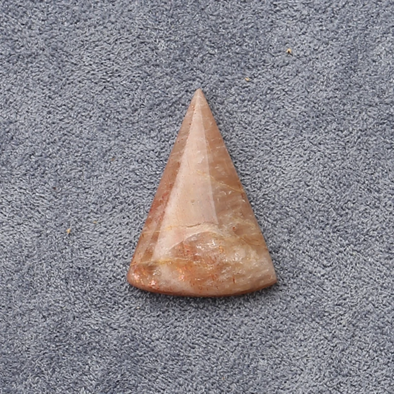 

Polished Sunstone Triangular Cabochon, Peach-Red Speckled Earring, Blank Component 26x18x5mm-2.6g