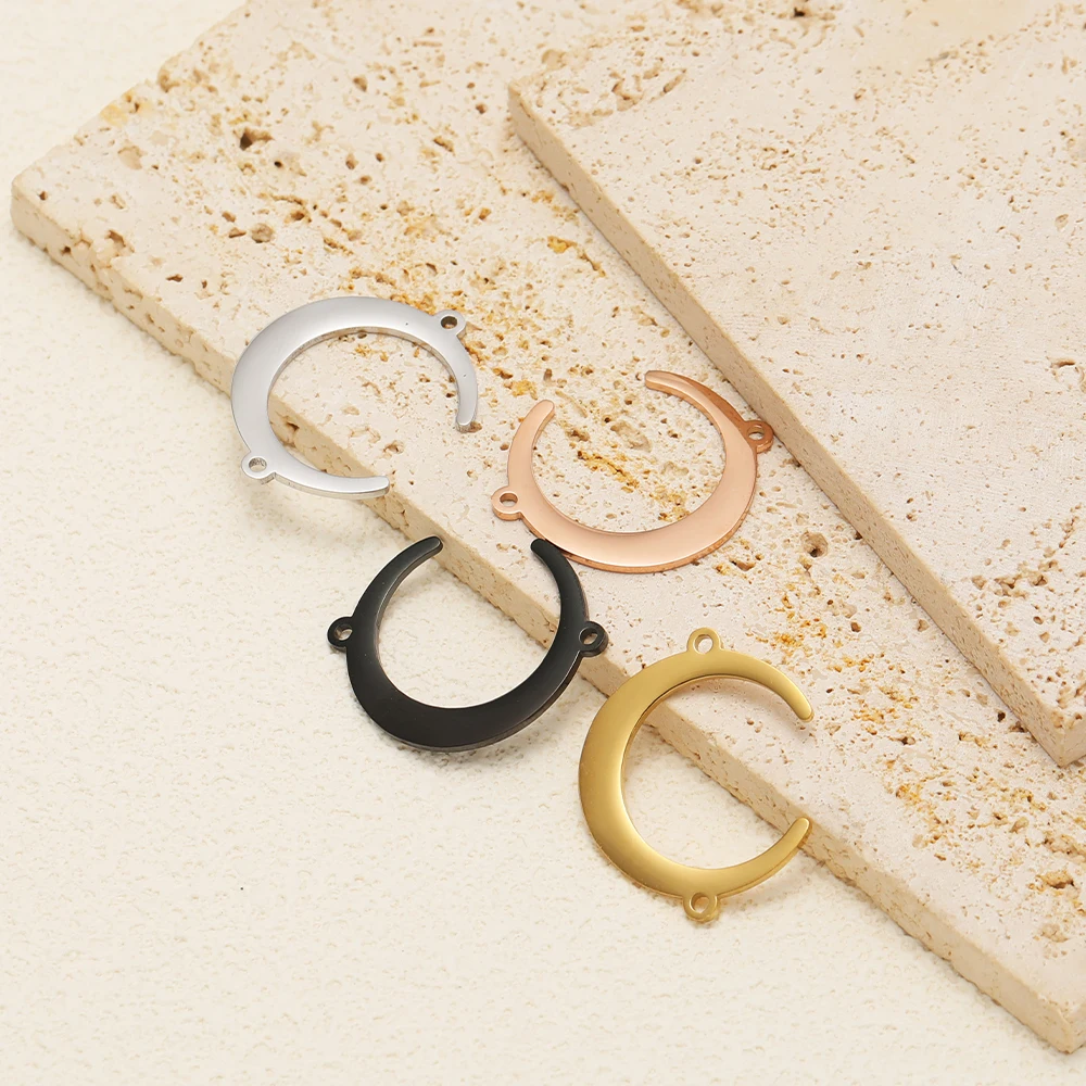 5 Stück Edelstahl-Mond-Armband-Verbinder Halskette Goldfarben Anhänger Schmuckherstellung DIY Handgemachtes Zubehör – Detail 3