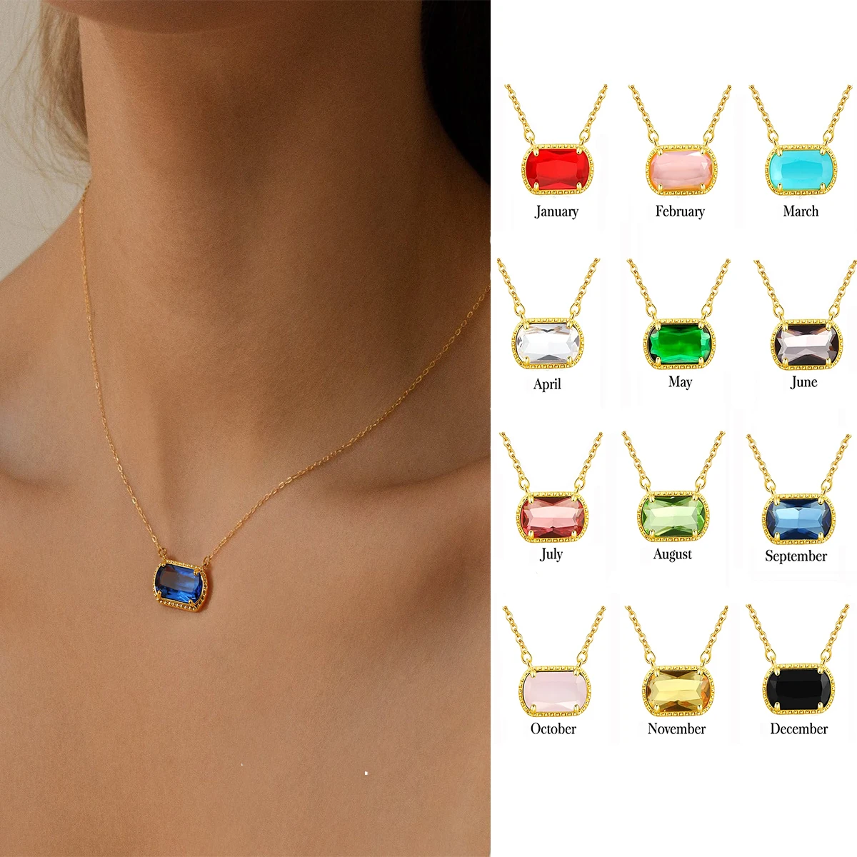 Badu جوهرة الميلاد قلادة الفولاذ المقاوم للصدأ 18K مطلية بالذهب الملونة الزركون قلادة قلادة للنساء هدايا مجوهرات فاخرة عصرية