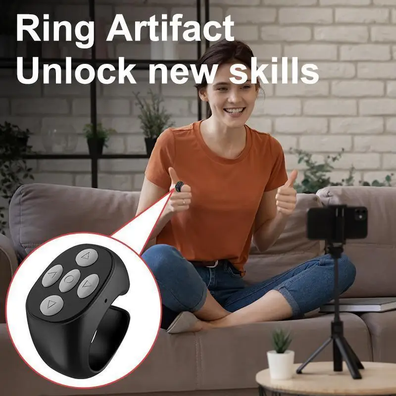 Wireless Remote Ring: Phone selfie/video control, auto page turner for apps, essential selfie accessory