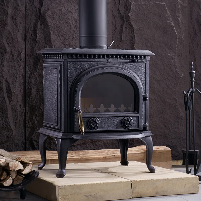 European and American real fire wood-burning independent family villa self-built house cast iron coal-fired fireplace heater