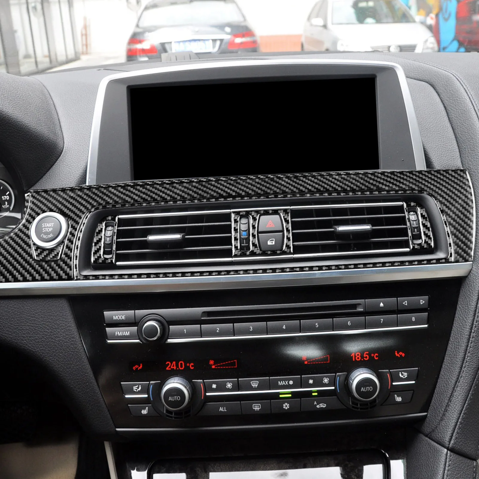 For BMW 6 Series 2011-2018 M6 F12 F13 F06 M Sport Real Carbon Fiber Sticker Air Outlet Gear Shift Lift Panel Trim Car Inside view 5