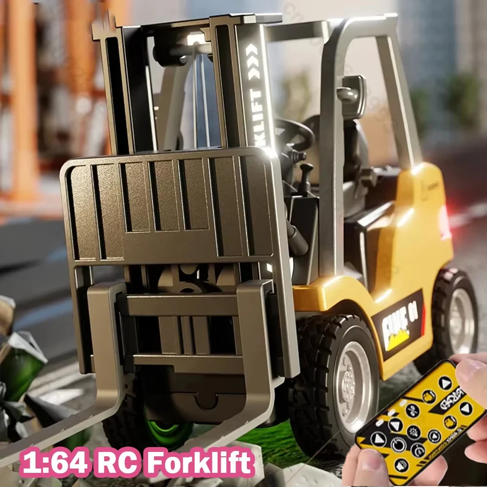 

1/64 вилочный погрузчик из сплава, инженерная машина с дистанционным управлением, настольная модель с музыкальным светом, коллекция моделей, игрушки для мальчиков