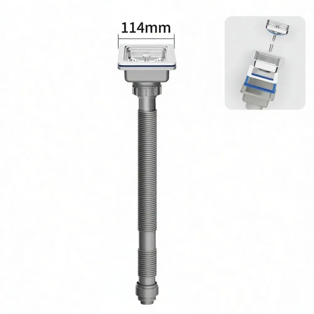 Stainless Steel Square Sink Drain Filter Anti Clogging Water Strainer Kitchen Bathroom Basin Waste Outlet Replacement Plumbing