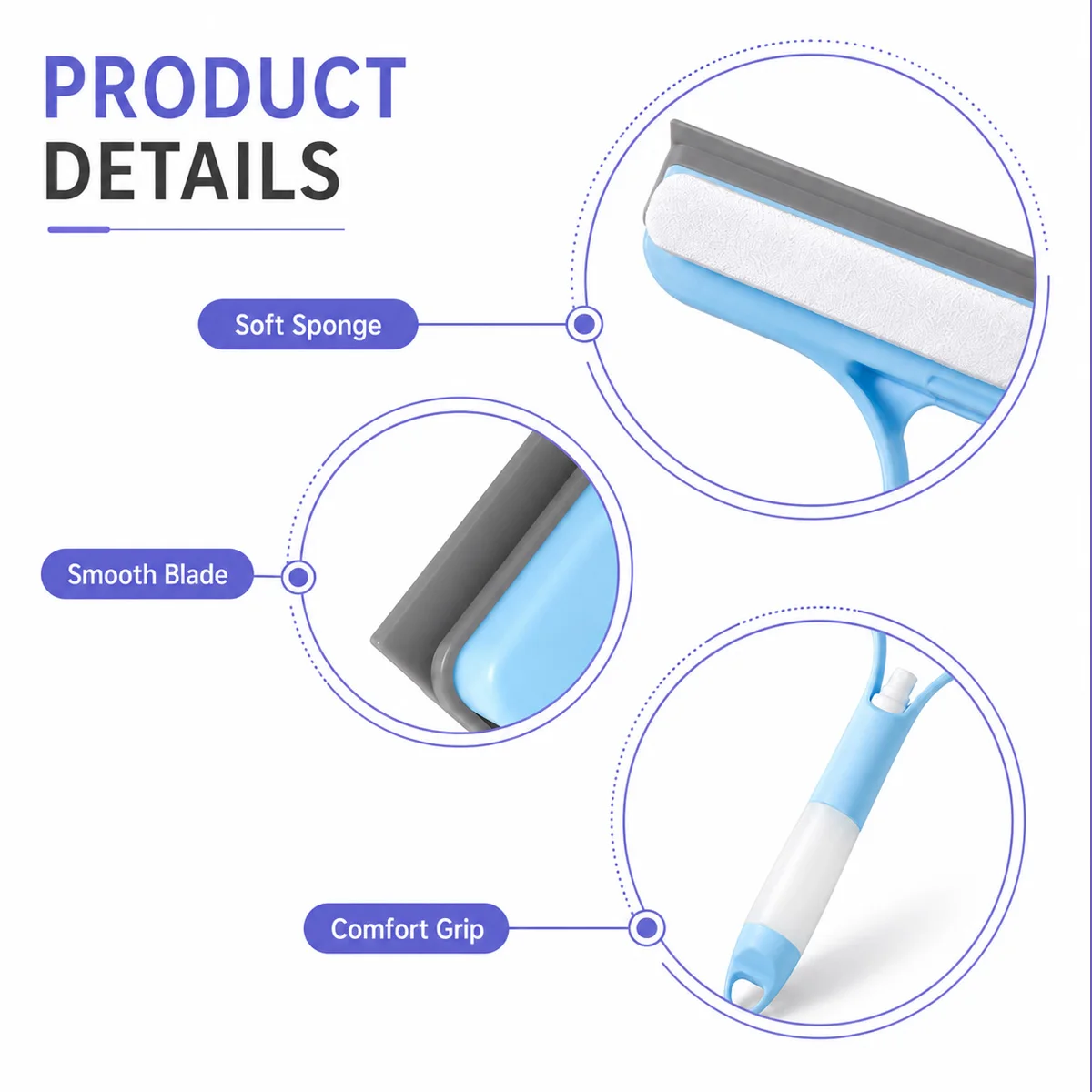 1PC 3-in-1 Spray Squeegee Window Cleaner Glass Wiper with Sponge & Scraper for Car Windshield Mirror Shower Household Home