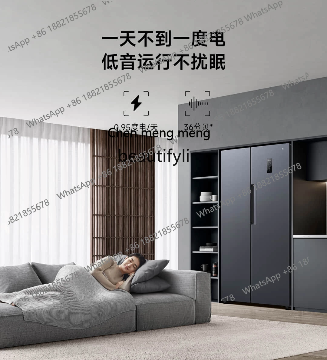 Hot sales 456L Double Open Double-Door Air Cooling Frostless Freeze Storage Ultra-Thin Embedded MIJIA Household Refrigerator