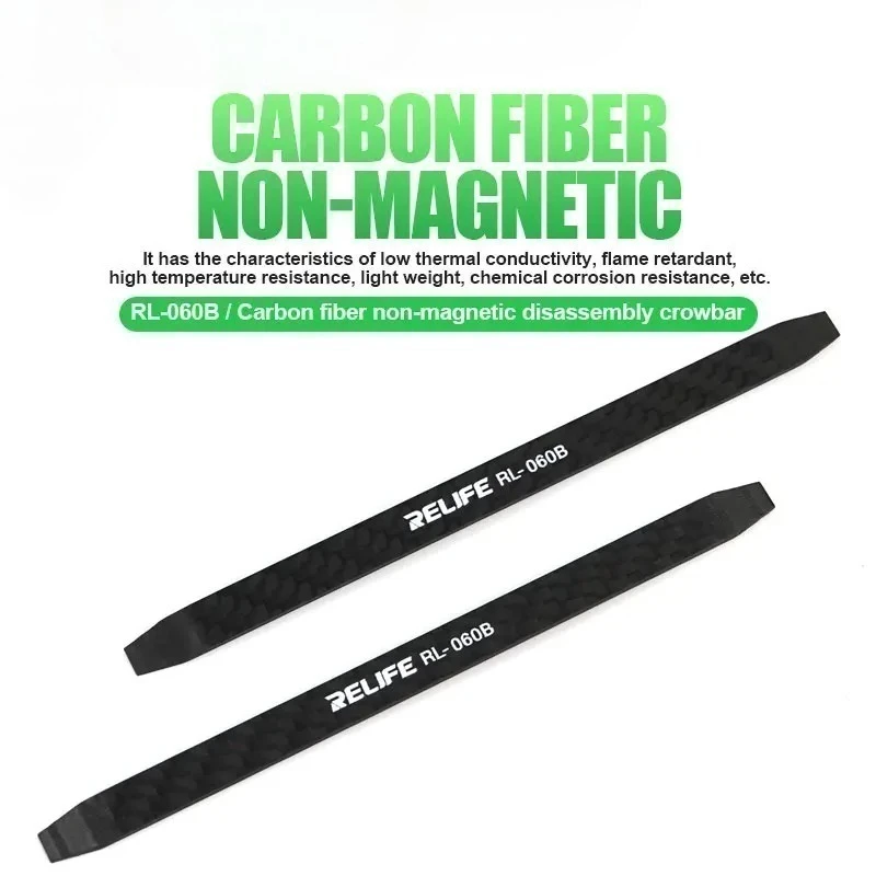 RELIFE RL-060B Carbon Fiber Disassembly Crowbar for Mobile Phone Laptop Maintenance Non-magnetic LCD Screen Dismantling Tool