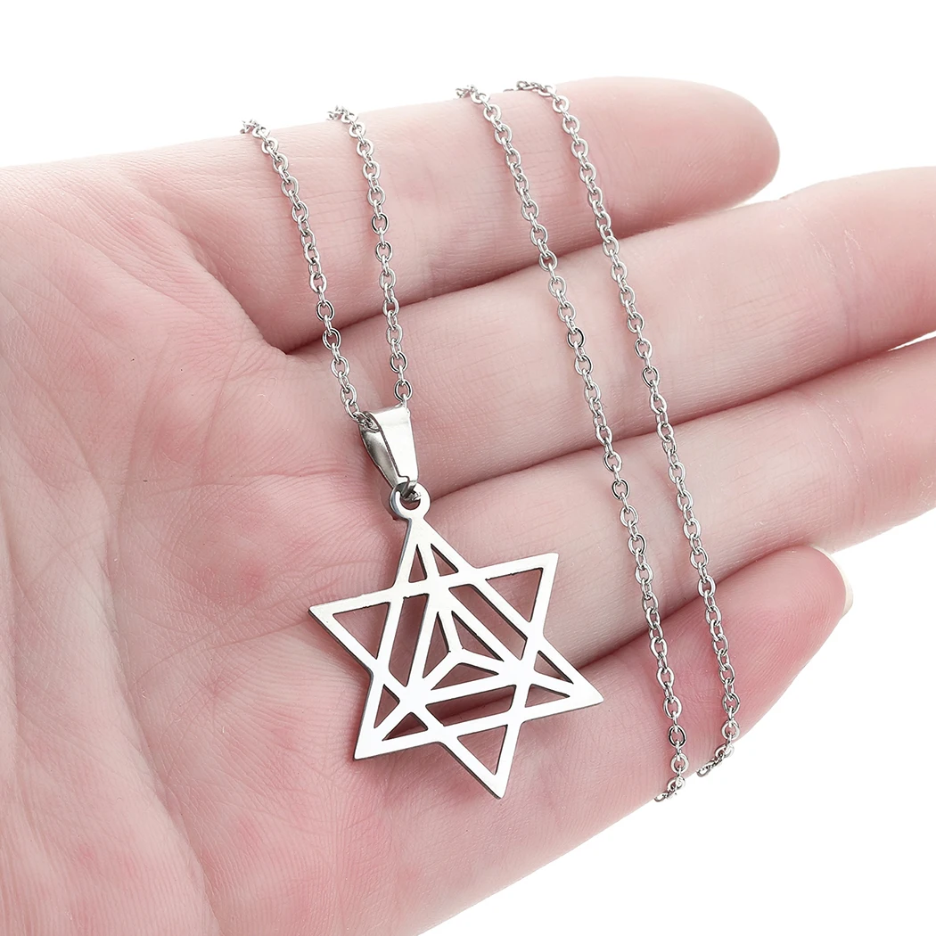 Todorova Stainless Steel Merkaba Star Necklace For Women Yoga Jewish Mysticism Necklace Geometric Tetrahedron Kabbalah Jewelry