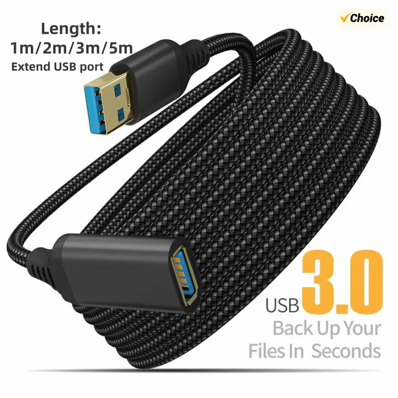 Câble d'extension USB 3.0 1m/2m/3m/5m Mâle vers Femelle pour Caméra, Imprimante, Recharge de Téléphone Portable, Compatible Ordinateurs Portables Intelligents et Téléviseurs