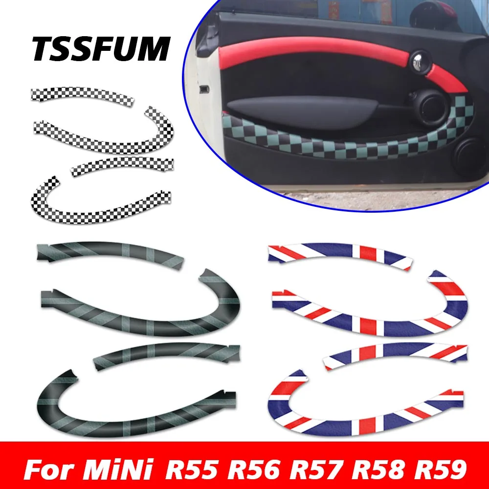 Union Jack Car Interior Stickers Decals Cover Door Panel Leather Sticker for MINI COOPER S JCW R55 R56 R57 R58 R59 Accessories