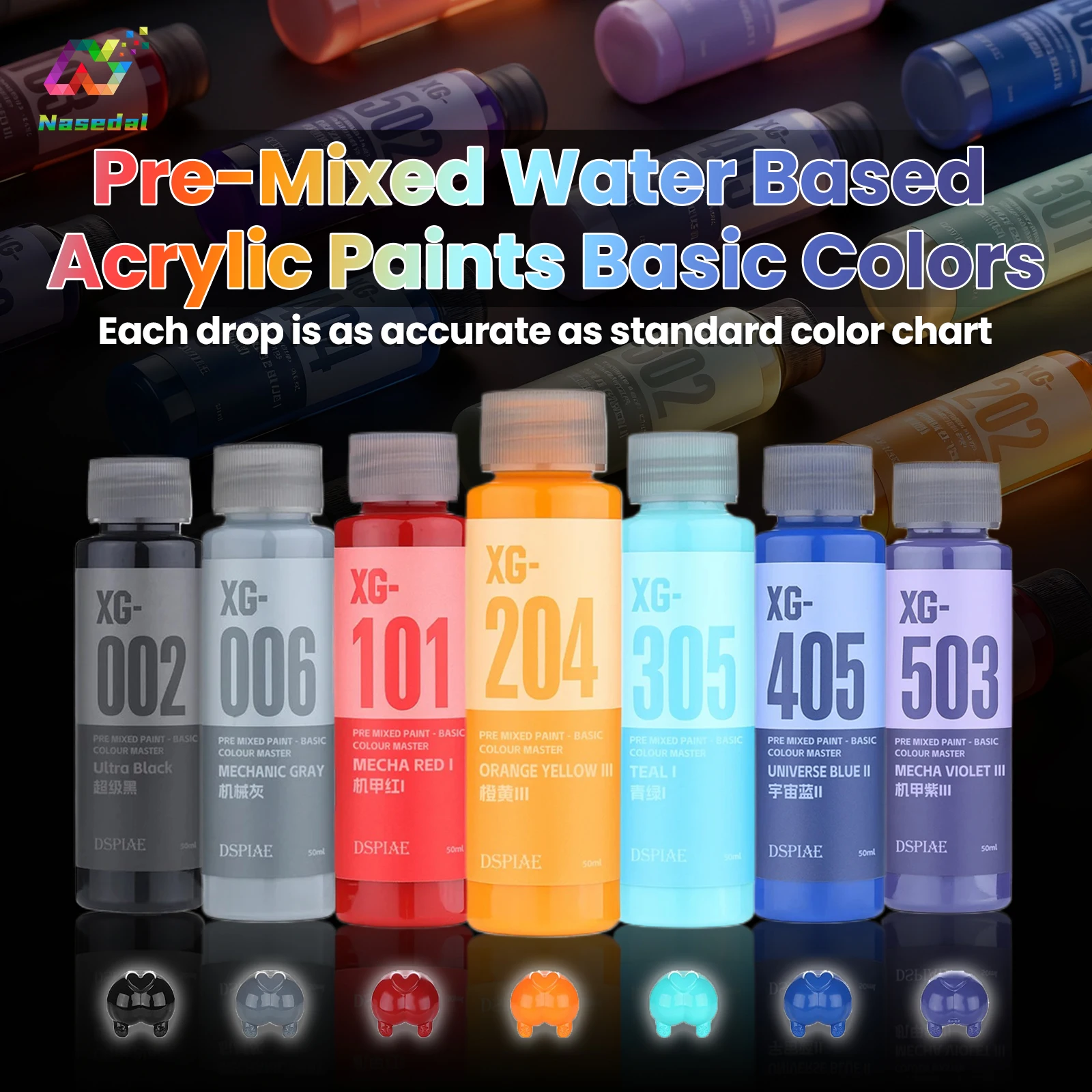 DSPIAE XG Series Pre Mixed Water-based Paint Set Basic Color Spray Painting Hand Painted Model Pigment for Gundam Model Hobby