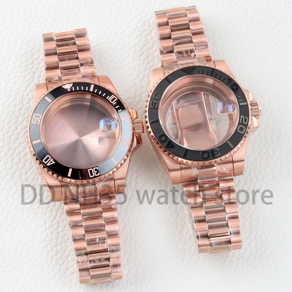 

40mm NH35 Case Sapphire Glass Rose Gold Pvd for SUB/GMT/Yacht-Master NH34 NH35 NH36 NH38 Movement Presidential Strap 28.5mm Dial