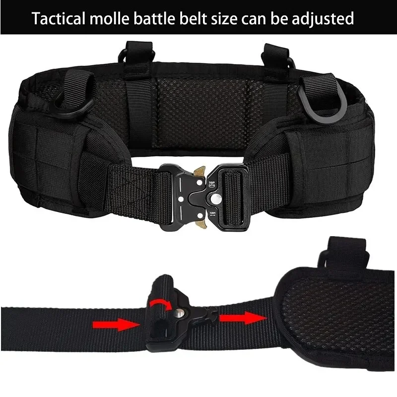 Multifunctional Military Tactical Belt Men Outdoor CS Molle Battle Belt Girdle Adjustable Padded Waist Belt Set with Hanging Sys