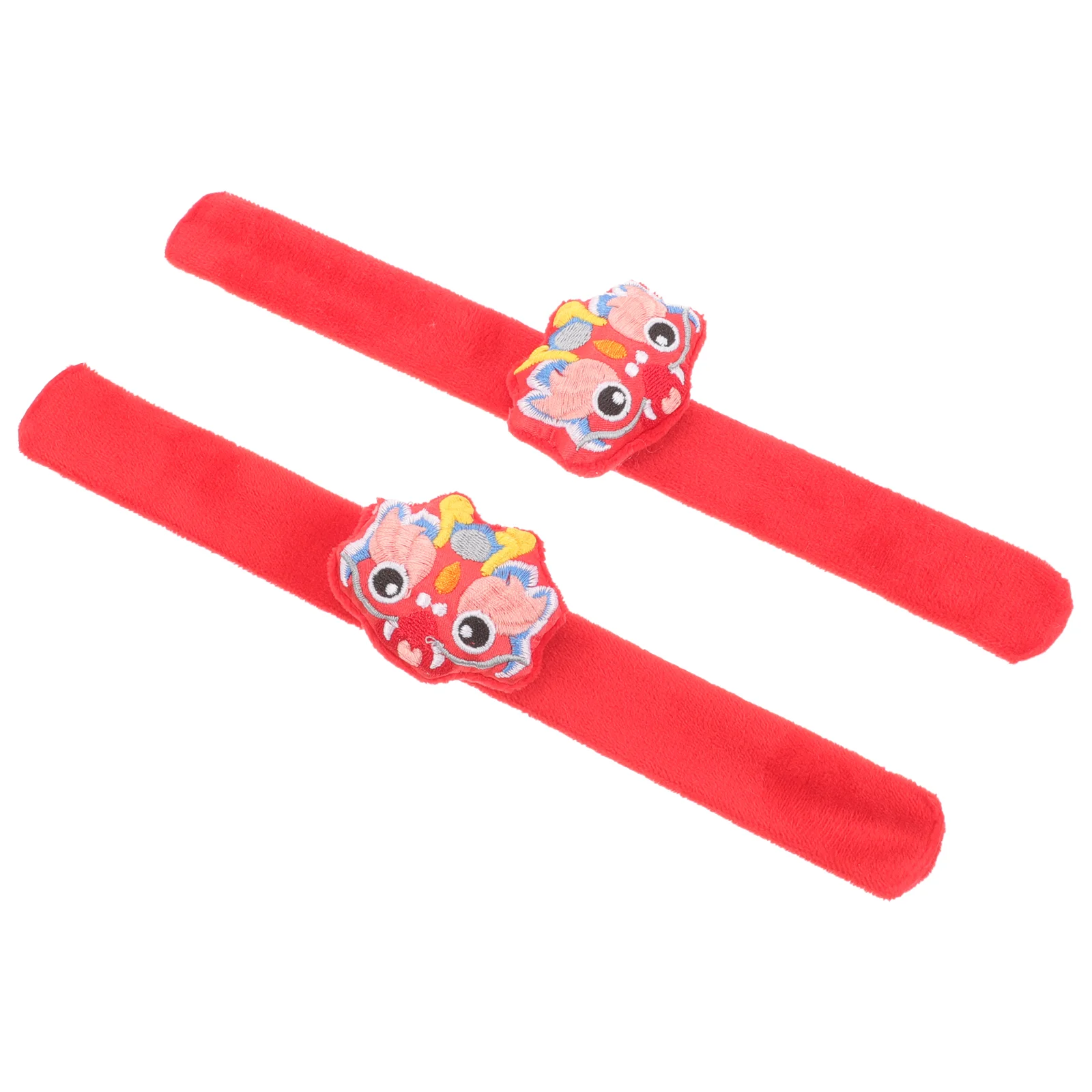 2 Pcs Chinese Dragon Snap Ring Cartoon Bracelet New Year Party Favor Slap Kids Decorative Bracelets