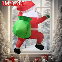 Inflatable Climbing Window Santa Claus Carrying Gift Pack Model Built-in LED Lights Christmas Party Holiday DIY Decorations