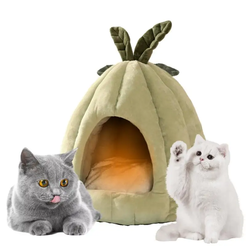 

Cute Melon Shaped Cat Bed Cave Soft And Warm Sleeping Pod Kennel Cat Cave Dog Bed Encourages Burrowing And Napping for Cats Dogs