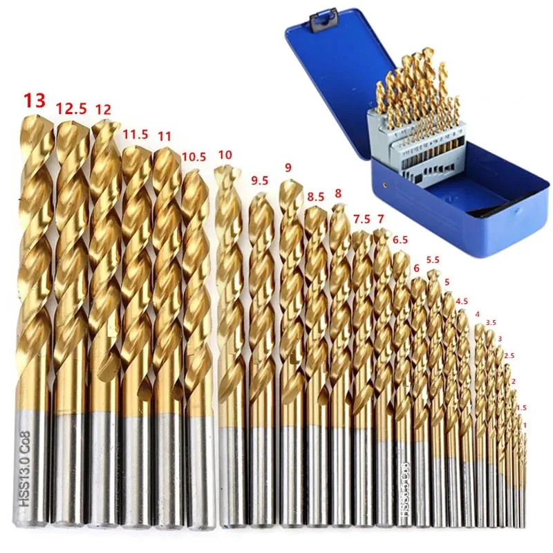 

M42 8% High Cobalt HSS-Co Titanium Coated Twist Drill Bit Set Industrial Grade Drill Bit For 304 Stainless Steel Drilling