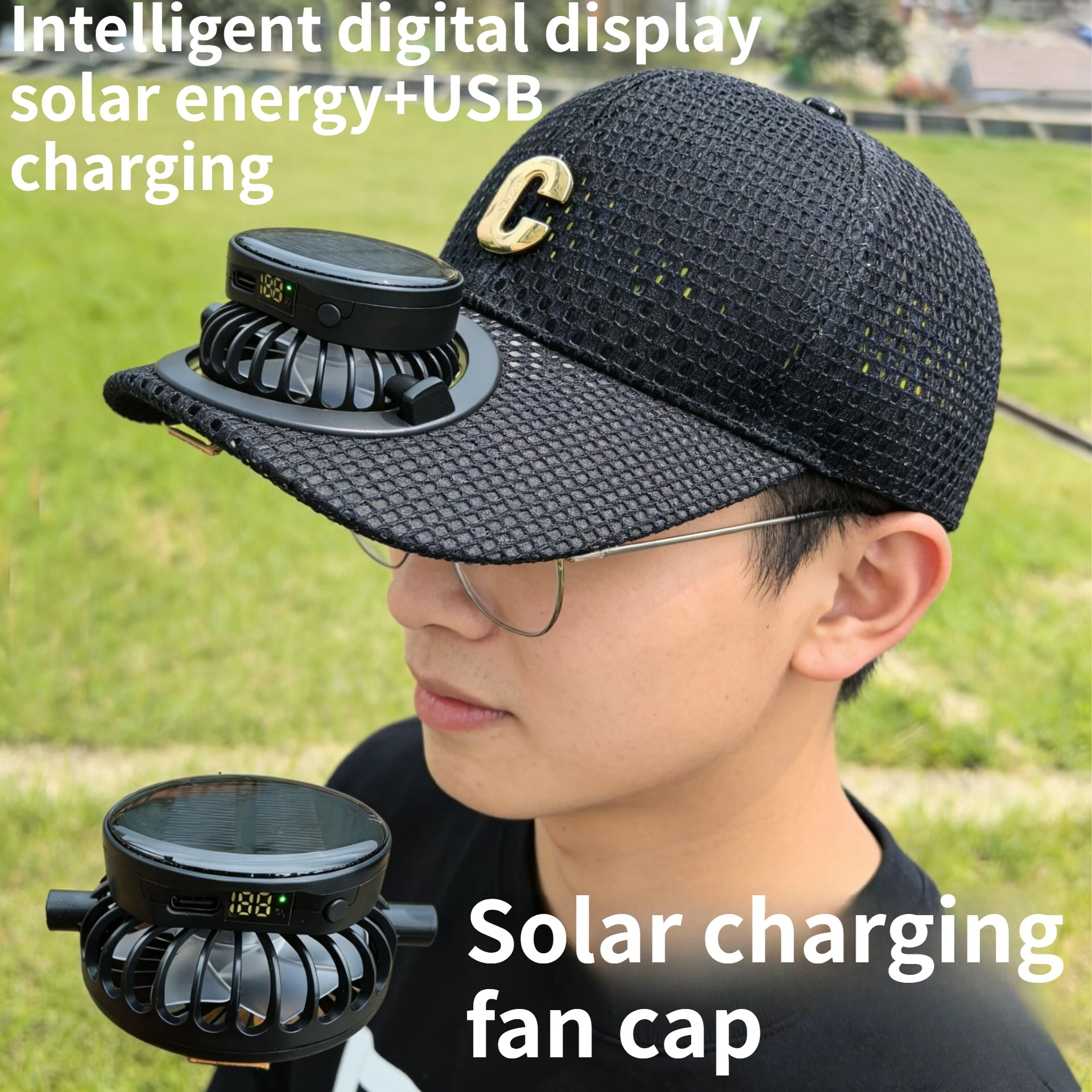 

New Solar Charging with Fan Cap for Couples Summer Extended Eave Mesh Breathable Sun Protection Duckbill Cap