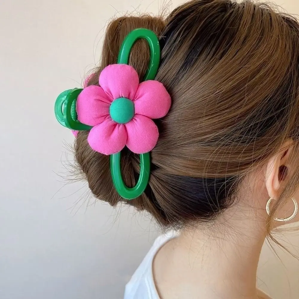 

INS заколки для волос с зеленым цветком, большая заколка для волос, пластиковая заколка для захвата, милая заколка в виде акулы, коготь для волос для девочек