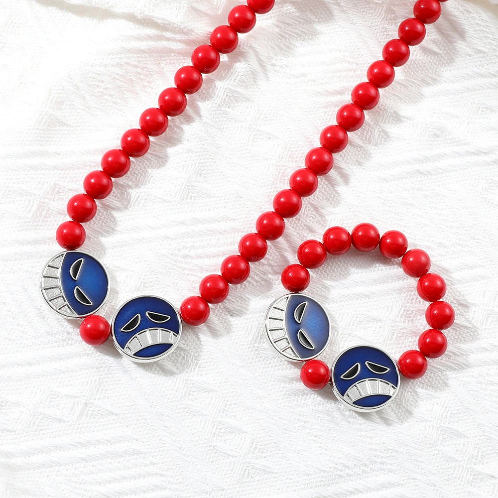 One Piece Portgas D Ace Cosplay Necklace Bracelet Set - Anime Themed Role Play Accessories for Fans view 4