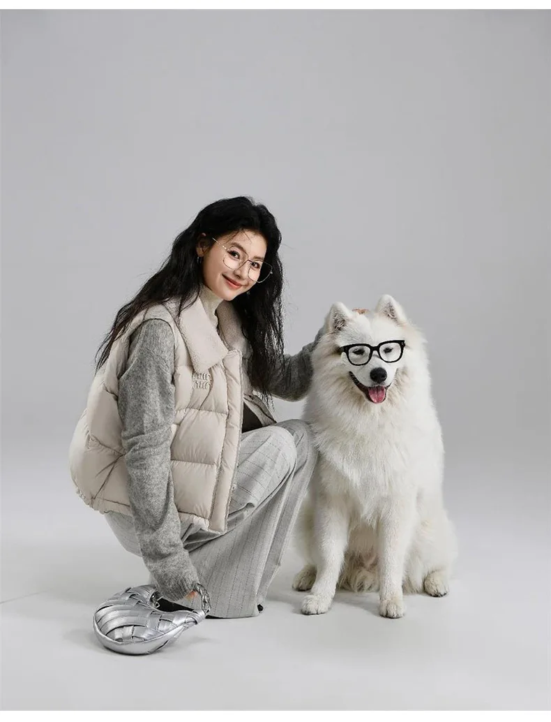 ダウンコート ソリッド レディース ジッパー ダウンジャケット アウター ターンダウンカラー カバードボタン スプライス ノースリーブ カーディガン ルーズ カジュアル