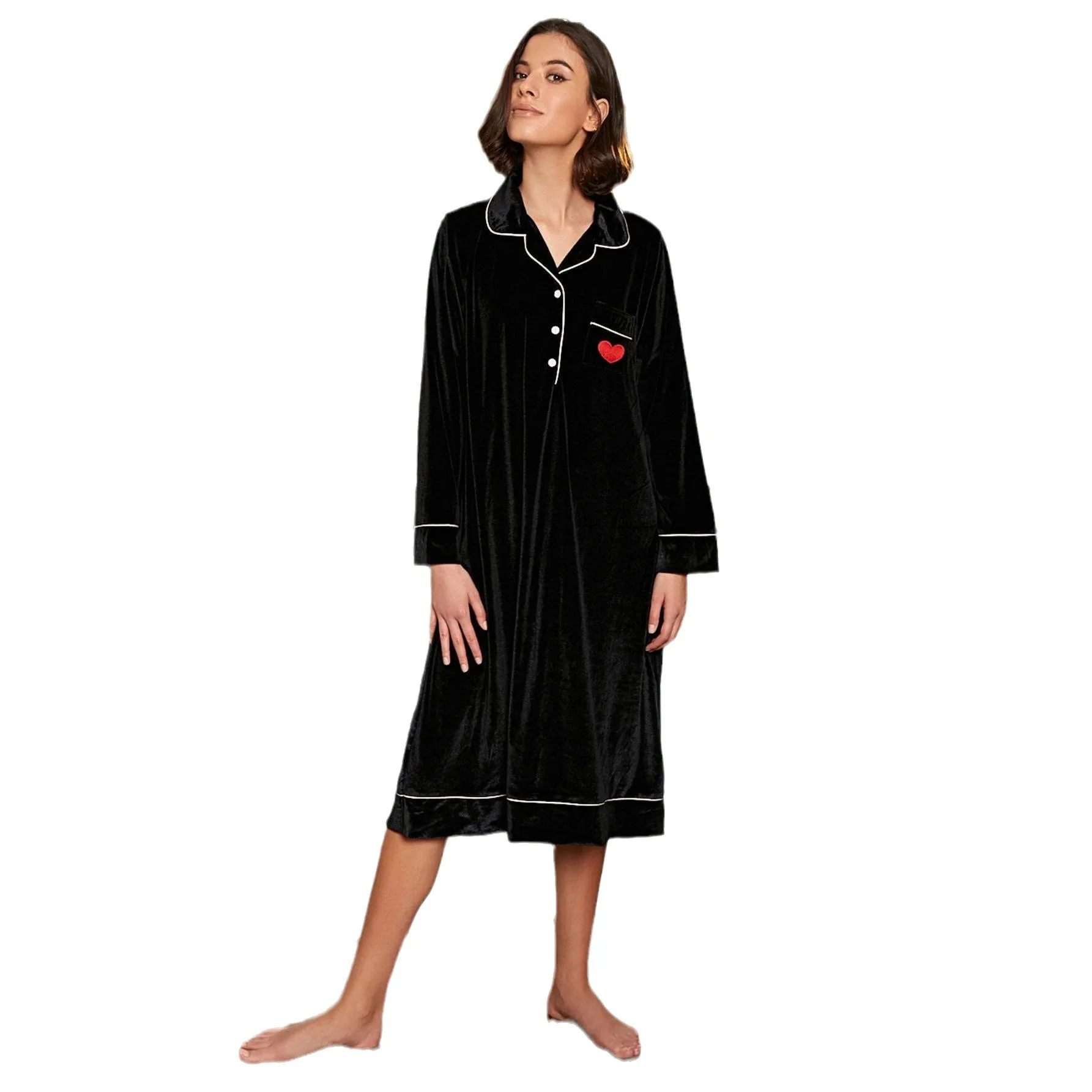 

Sleeping Dress For Women In Autumn And Winter, Long Sleeved With Thick Velvet, Women's Sleepwear, Pamas