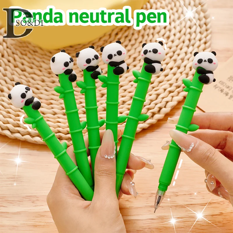 Canetas Neutras de Secagem Rápida, Canetas Criativas Dos Desenhos Animados, Caneta Esferográfica Panda Bonito, Caneta Assinatura Suave, Material Escolar e Escritório