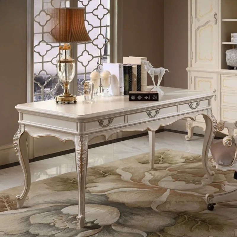 European solid wood desk American study furniture white home desk writing desk computer table study