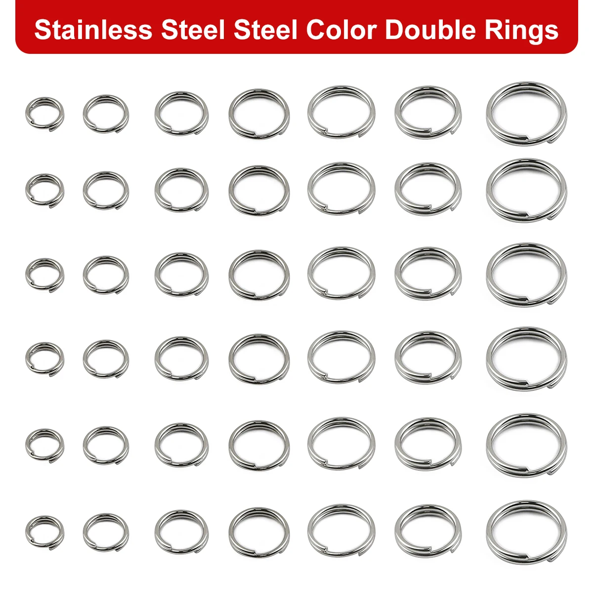 100pcs 5-12mm Stainless Steel Open Double Jump Rings For DIY Key Double Split Rings Connectors Rings For Jewelry Keychain Making
