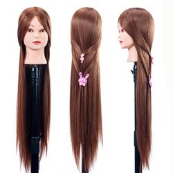 Tête de Mannequin Longue de 30 Pouces et 80cm en Fibre Haute Température, Accessoire d'Entraînement pour Tressage, Coiffure