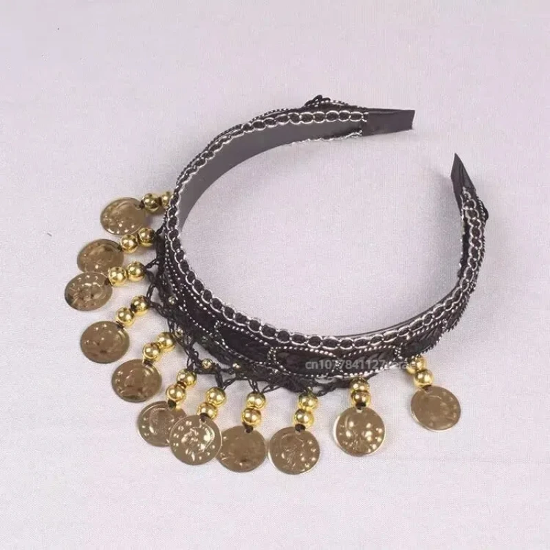 Головной убор с подвесными монетами для танца живота, аксессуары для индийских танцев, несколько цветов на выбор, модное украшение