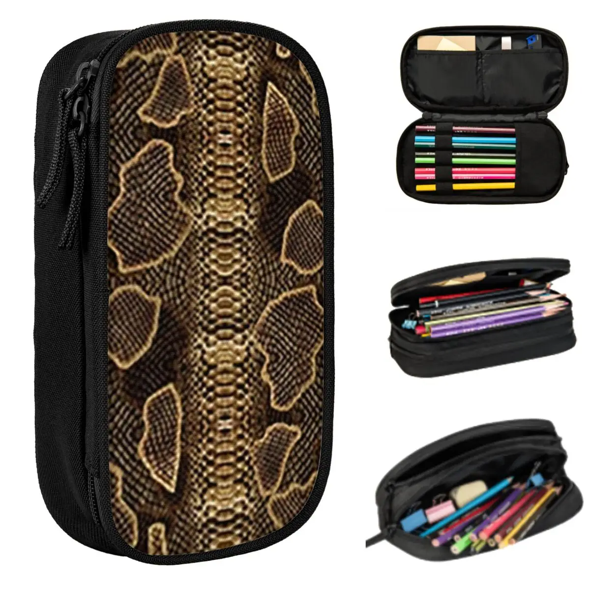 Snake Pattern Pencil Case for Boys Girls Gifts Pen Box Pencil Bag Stationery Supplies Pen Holder Bag