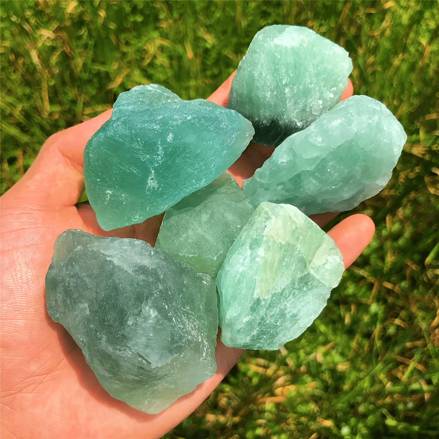 1pc/3pcs Natural Green Fluorite Artificial Crystal Stone with Reaction - -Sensitive Raw Mineral Suitable for Jewelry Making