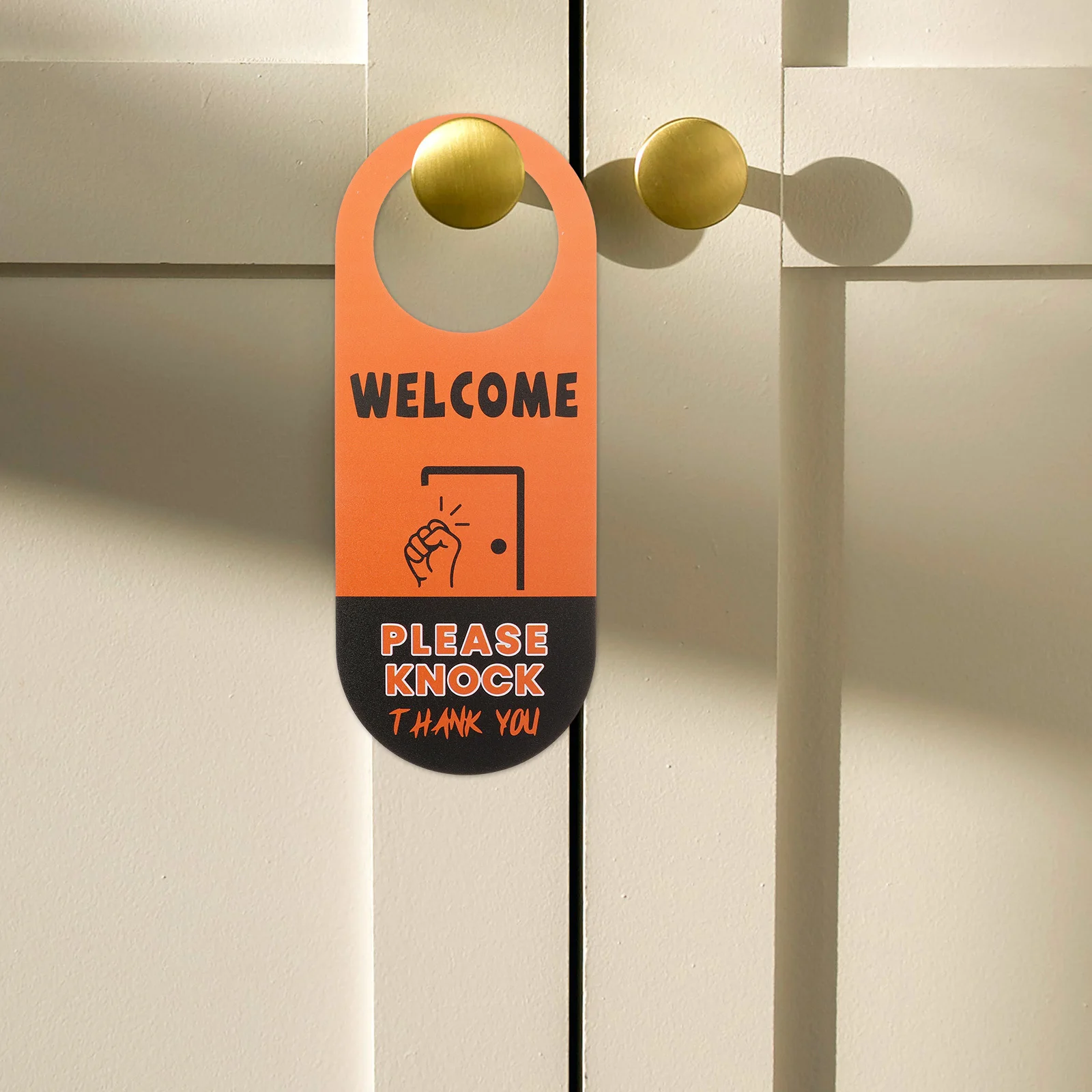 

Sturdy Double Sided Door Knob Hanger Sign Bright Color Scheme Clear English Message Practical for Office Hotel Out of Office