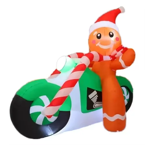 

6ft Gingerbread Man Motorbike Inflatable Built-in Christmas Outdoor Yard Decorations