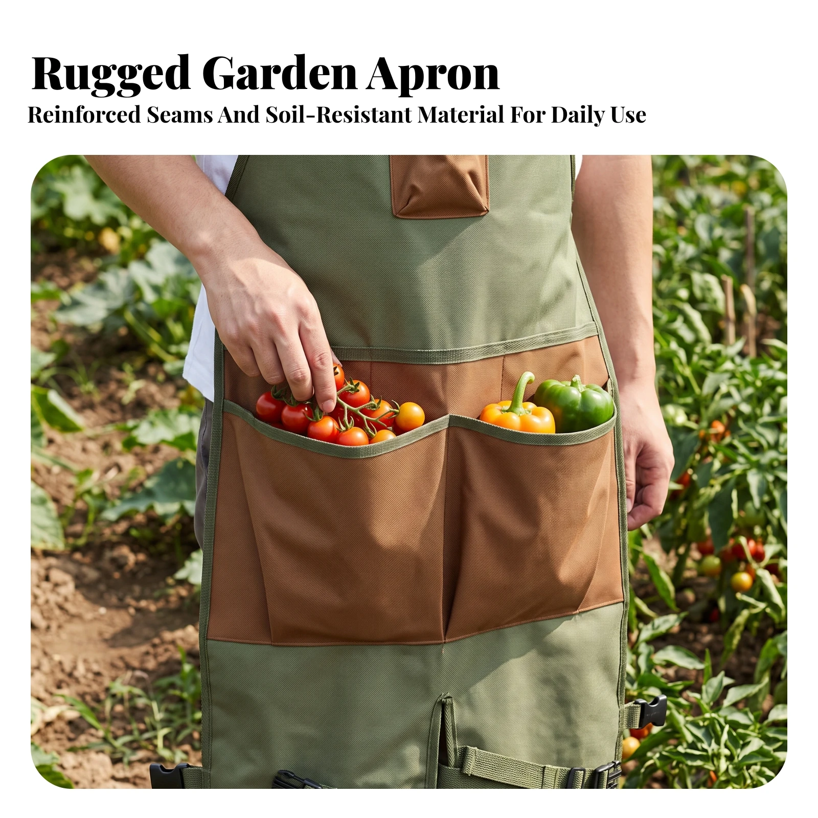 Garden Tool Apron Multi-Pocket Utility Apron with Leg Straps Adjustable for Gardeners