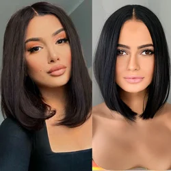 Perucas sintéticas onduladas de renda para mulheres, cabelo preto Bob, peruca frontal sem cola, frontal natural, cosplay de festa