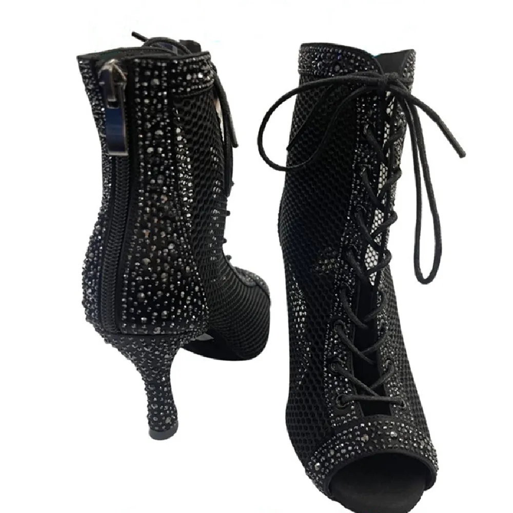 Botas de baile para mujer, zapatos de baile de Salsa Tango para niñas, zapatos de baile deportivos de gamuza, zapatos de baile de salón para fiesta y Club de tacón alto