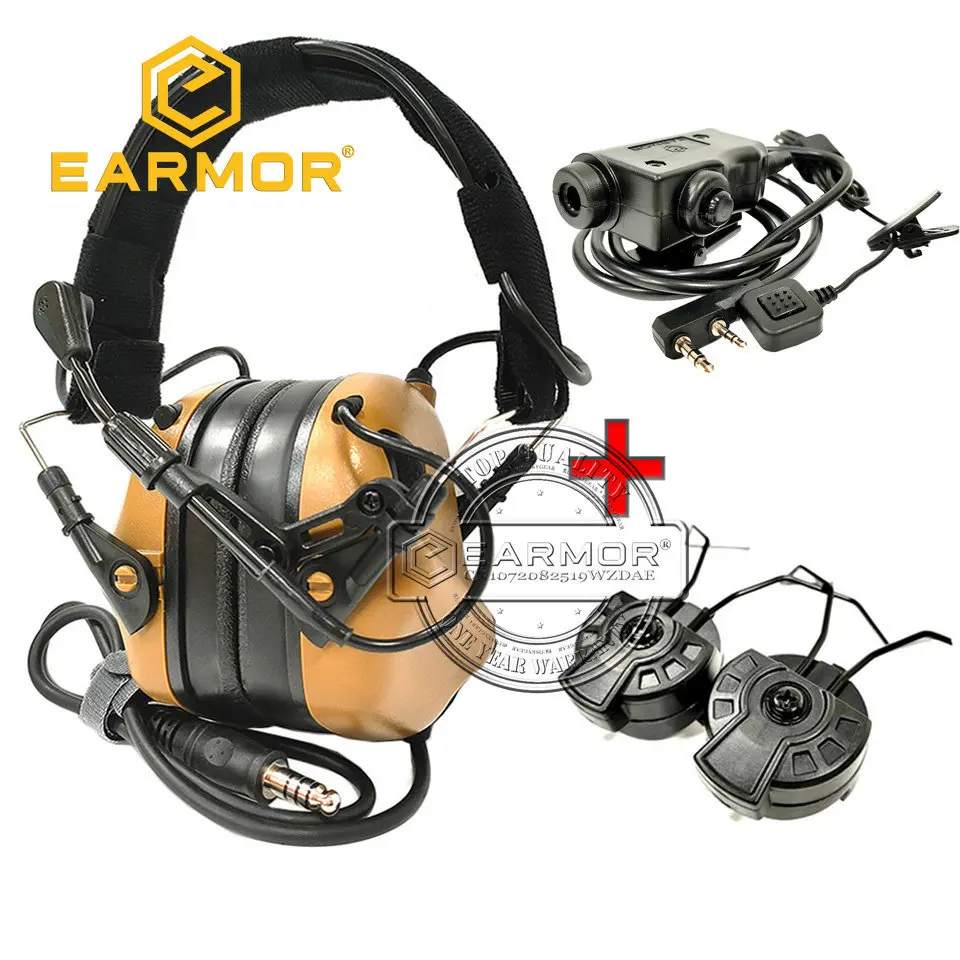 

EARMOR M32 MOD4 Tactical Headset &M11 ARC Rail Adapter &M52 PTT Adapter Set for Radio Communication Shooting Noise Clearance