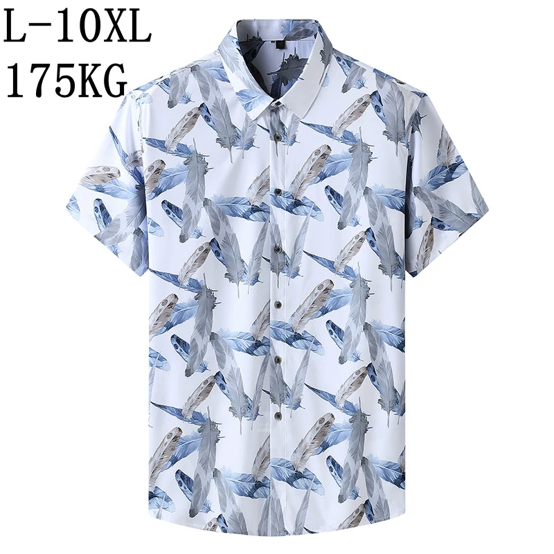 

10XL 8XL 7XL 2022 New Summer Short Sleeve Hip Hop Printed Mens Shirt High Quality Loose Oversized Casual Beach Shirts For Men