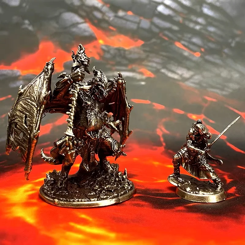 New Fantasy Metal Miniature Demon Warrior Set, Handcrafted Cupronickel Collectible Figurines for Tabletop Gaming & Desktop Decor