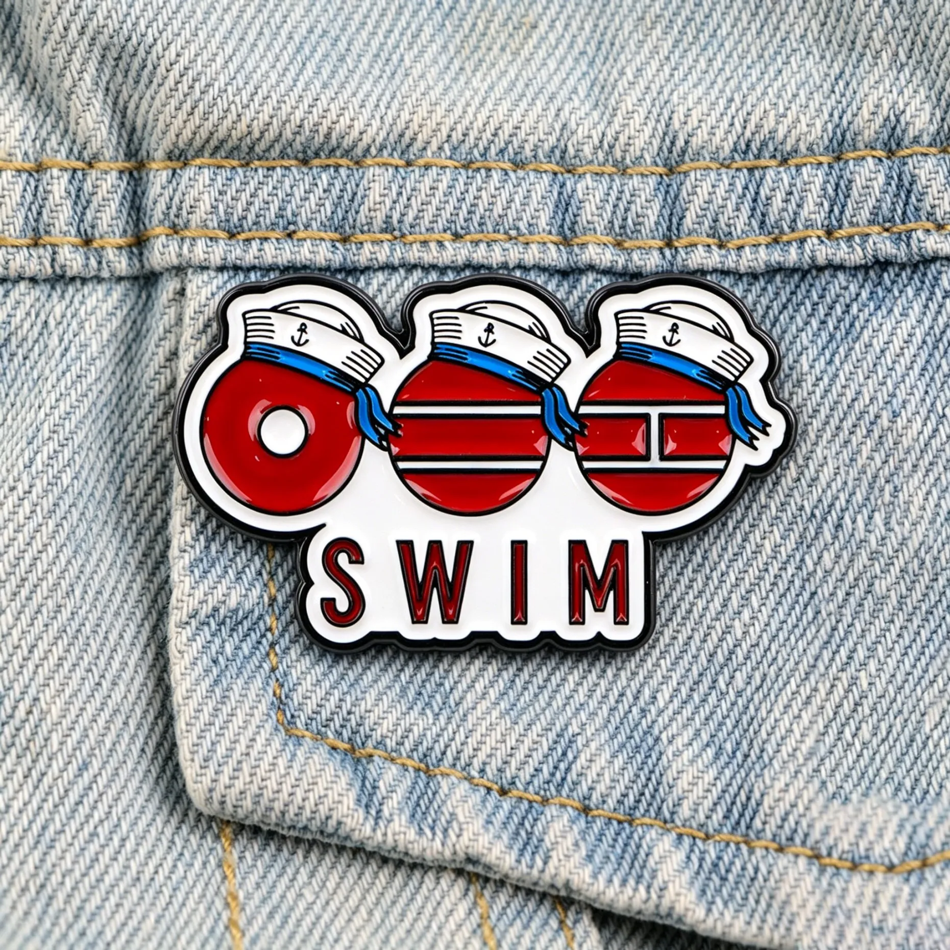 Cartoon-Emaille-Anstecknadel Retro-Brosche Lustiges Schwimmthema Reversnadel für Jacken Schmuck Kleidungsdekoration
