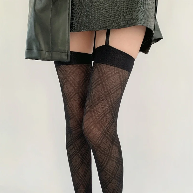 Sexy Slim Body Stockings Tights Sexy Women Tights Y2k Girls Plaid Thigh High Stockings Pantyhose Women Lingerie Female Hosiery