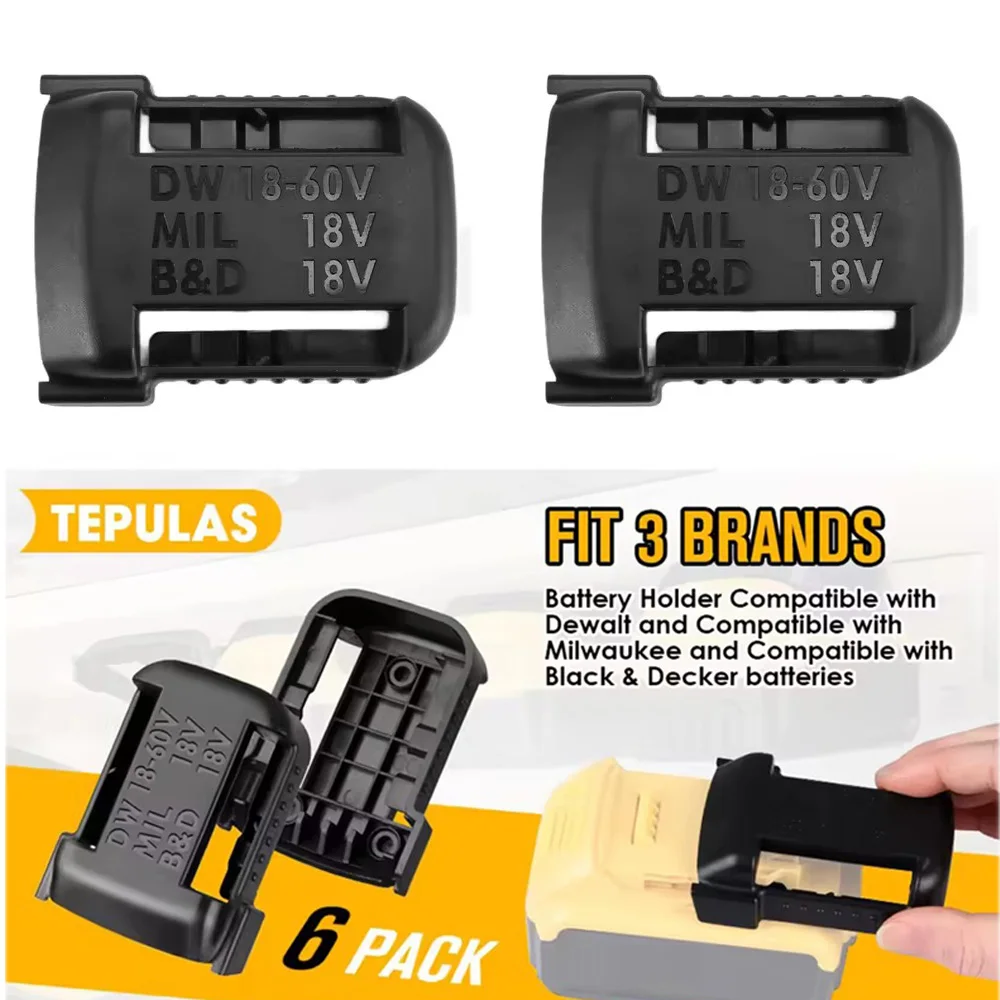6Pcs Battery Mounts Battery Storage Rack Holder Protection Hanger for DeWalt, Black&Decker, Milwaukee 18V 20V Battery