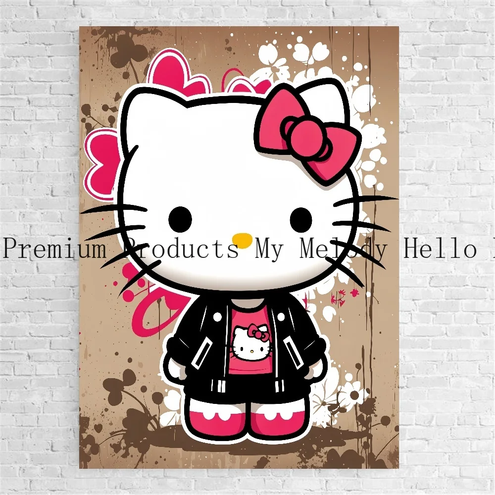 My Melody Sanrio Canvas Art Walls Painting Hello Kitty Anime Modular Prints Children\\'s Bedroom Decor Poster Home Picture Gift