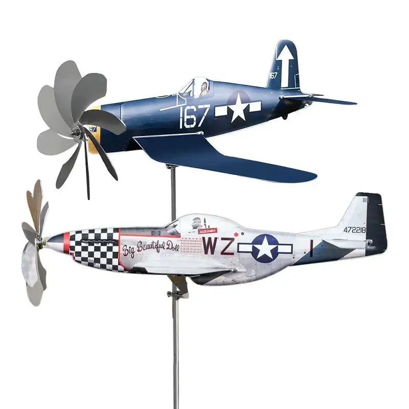 Aircraft Weather Vane Wind Direction Compass Pipe Stainless Steel Airplane Weathervane Windmill 3D Garden Decoration Windmill